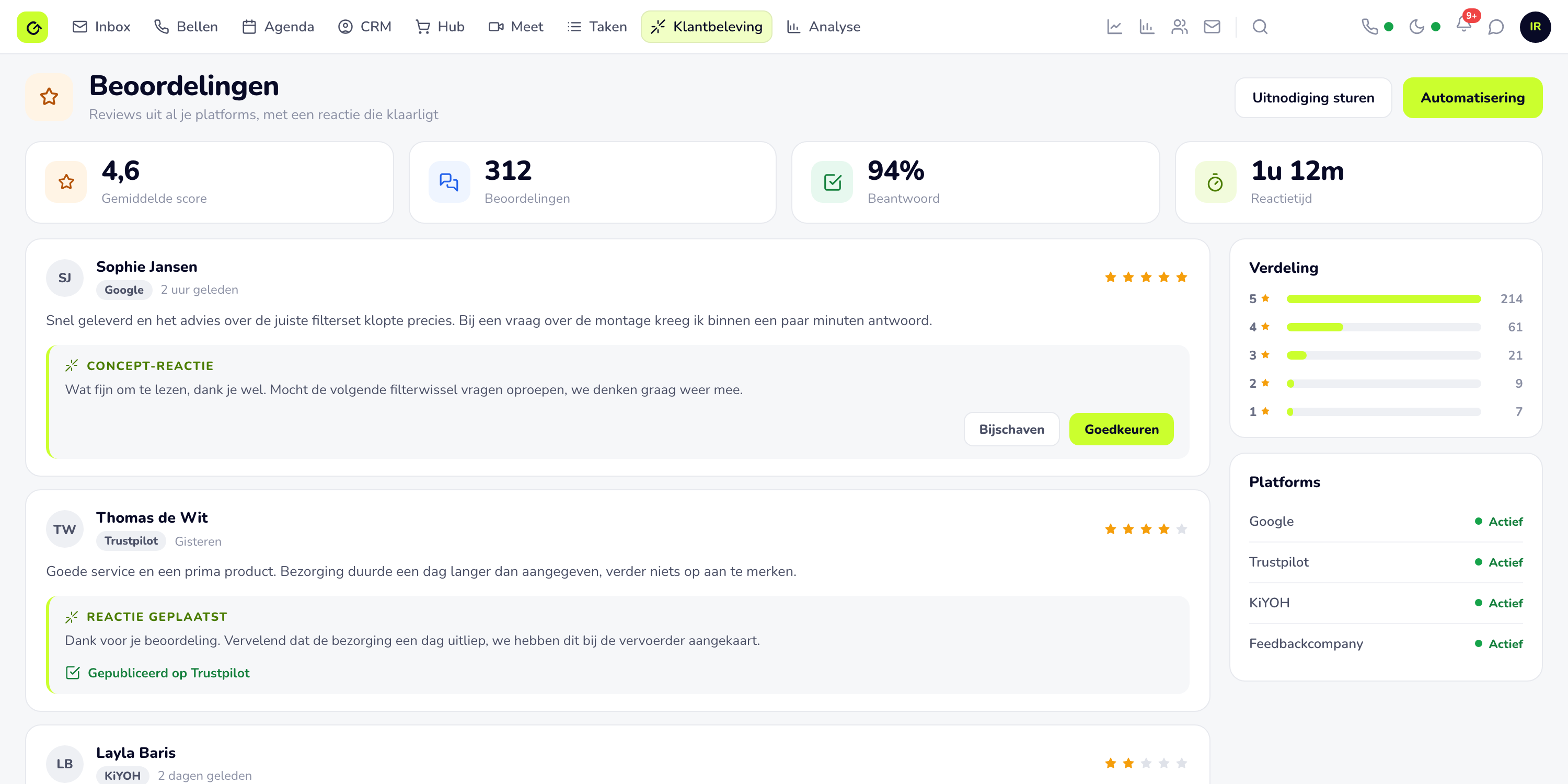 Beoordelingen in Cuego: reviews uit Google en Trustpilot met de reactie die klaarligt