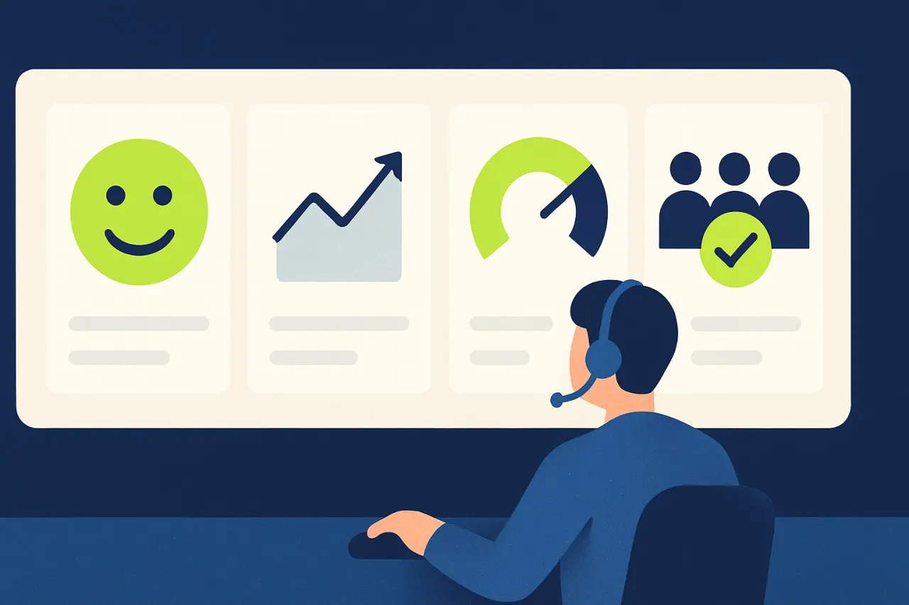 Dashboard met meerdere klantenservice-kpi's naast elkaar