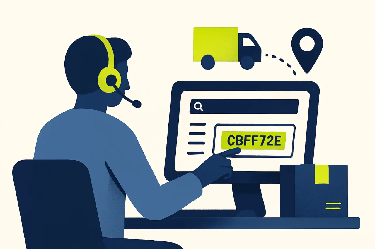 Medewerker zoekt handmatig een tracking-code op