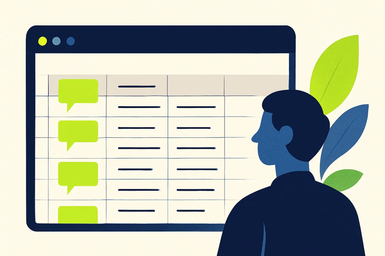 Spreadsheet met openstaande klantvragen