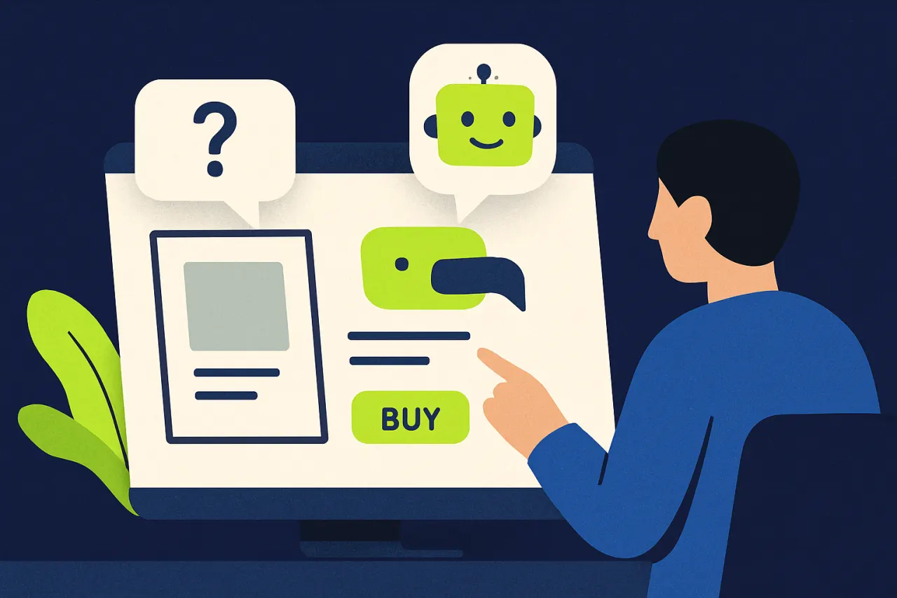 AI-chatbot beantwoordt een vraag in een webshop