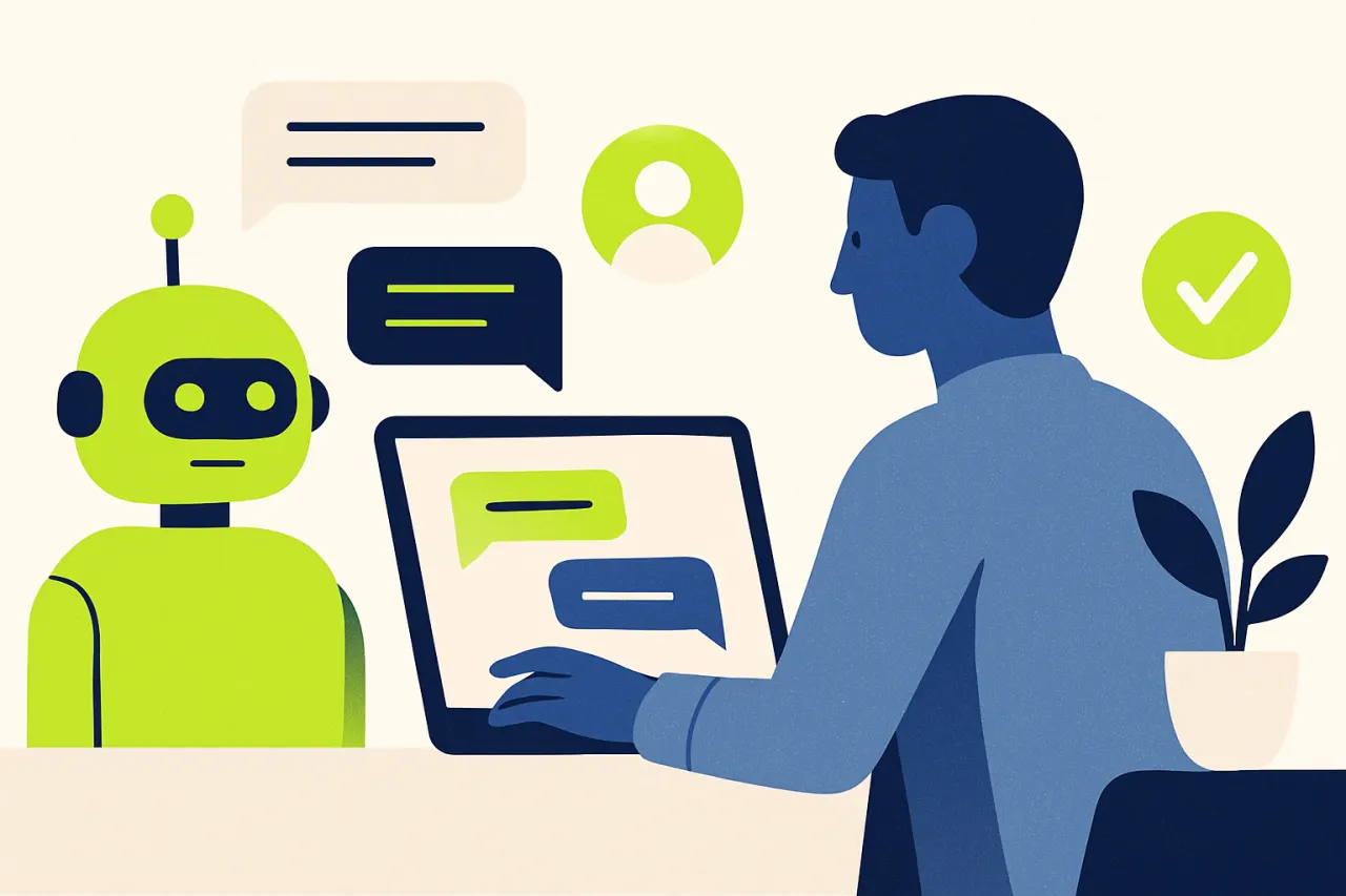 Medewerker neemt een chatgesprek over van de chatbot