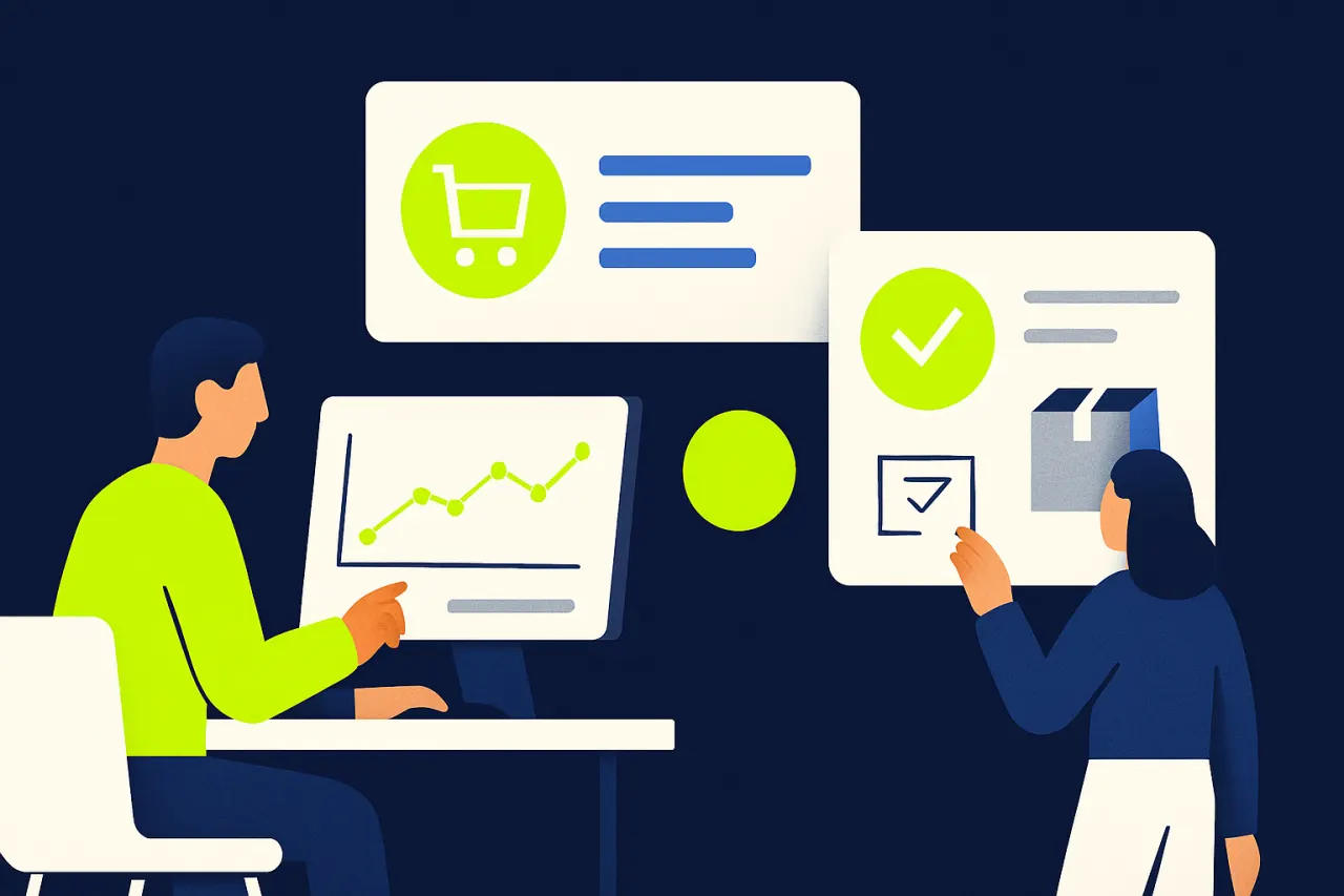 Team werkt aan e-commerce dashboards en orderoverzichten